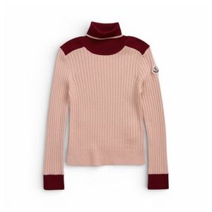 ★ Moncler Enfant Colorblock Turtleneck Wool Sweater - Pink ★